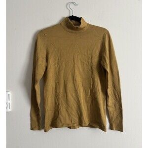 Doncaster Womens Small Knit Top SILK Lightweight Mock Neck Yellow Preppy‎ Chic